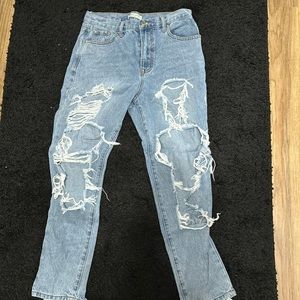 Distressed mom jeans